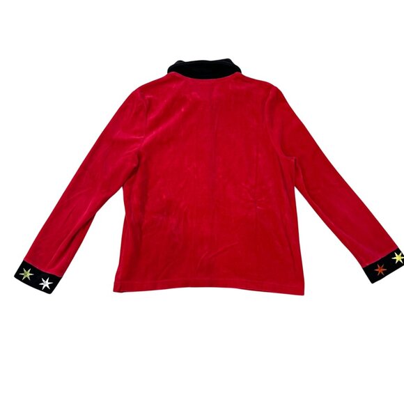 Vintage Sportelle Christmas Cardigan Sweater Women's Size Medium Embroidered Red - Picture 2 of 11